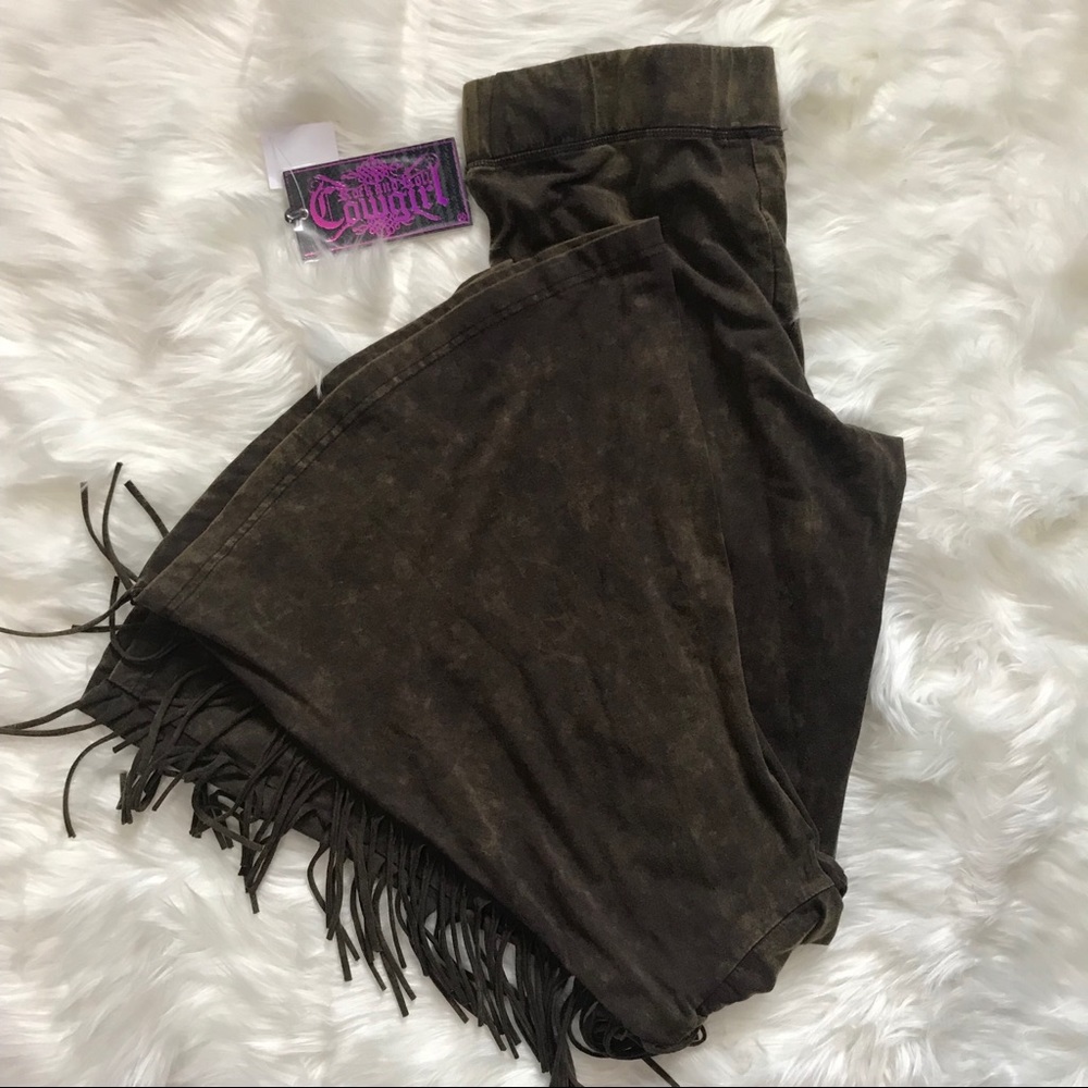 Rock & Roll cowgirl fringe bell bottom pants sz xl